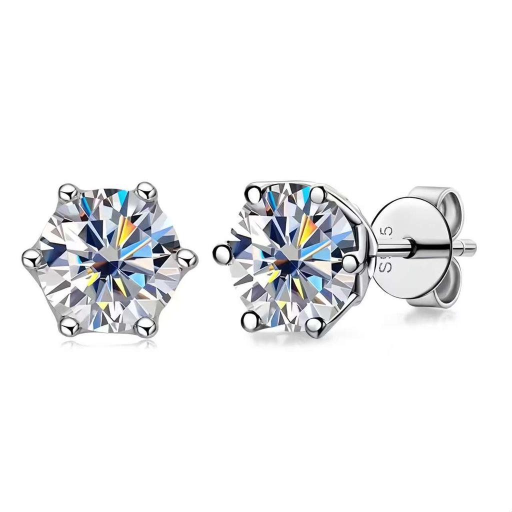 1Ct Vvs D Color Moissanite Russian Cut 8H8A Lab Diamond Stud Earrings for Women S925 Silver Fine Jewelry