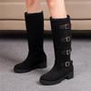 Fashion Women Boots Strap Buckle Knee High Boots Thick Heel Platform Boats Long Autumn Winter Was Thin Jane High Simple Bota Mujer
