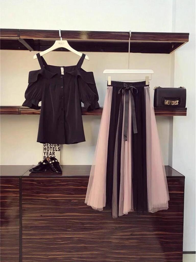 Plus-Size Camisole & Skirt Set: Spring/Summer Slimming Fashion for Women