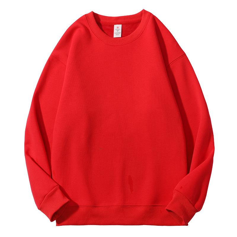400g Silver Fox Fleece Lined Oversized Crew Neck Sweatshirt for Men - American Loose Fit, Drop Shoulder, Solid Color