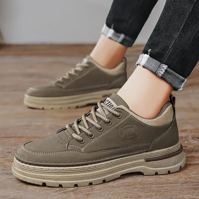 Men's Platform Shoes Fashion Casual Desert Trendy Versatile Non-slip Sports New Comfortable Hiking Shoe Work Boot Bota Masculina