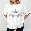 Retro Fashion Sunset Print Casual Y2k Fashion Tshirt Vintage Short Sleeve T Shirt Top Tee Summer Ladies Girls Shirt