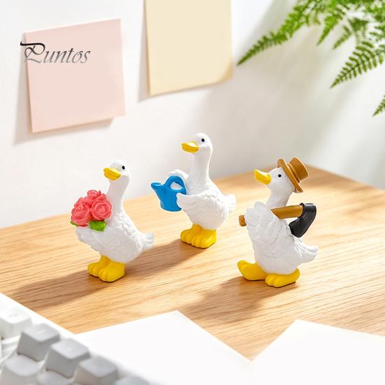 Resin Crafts for Flowerpots Mini Garden Duck Figurine, Cute Farm Dolls, Small Desktop Decorative Ornaments Car Dashboard Figurines, Micro Landscape
