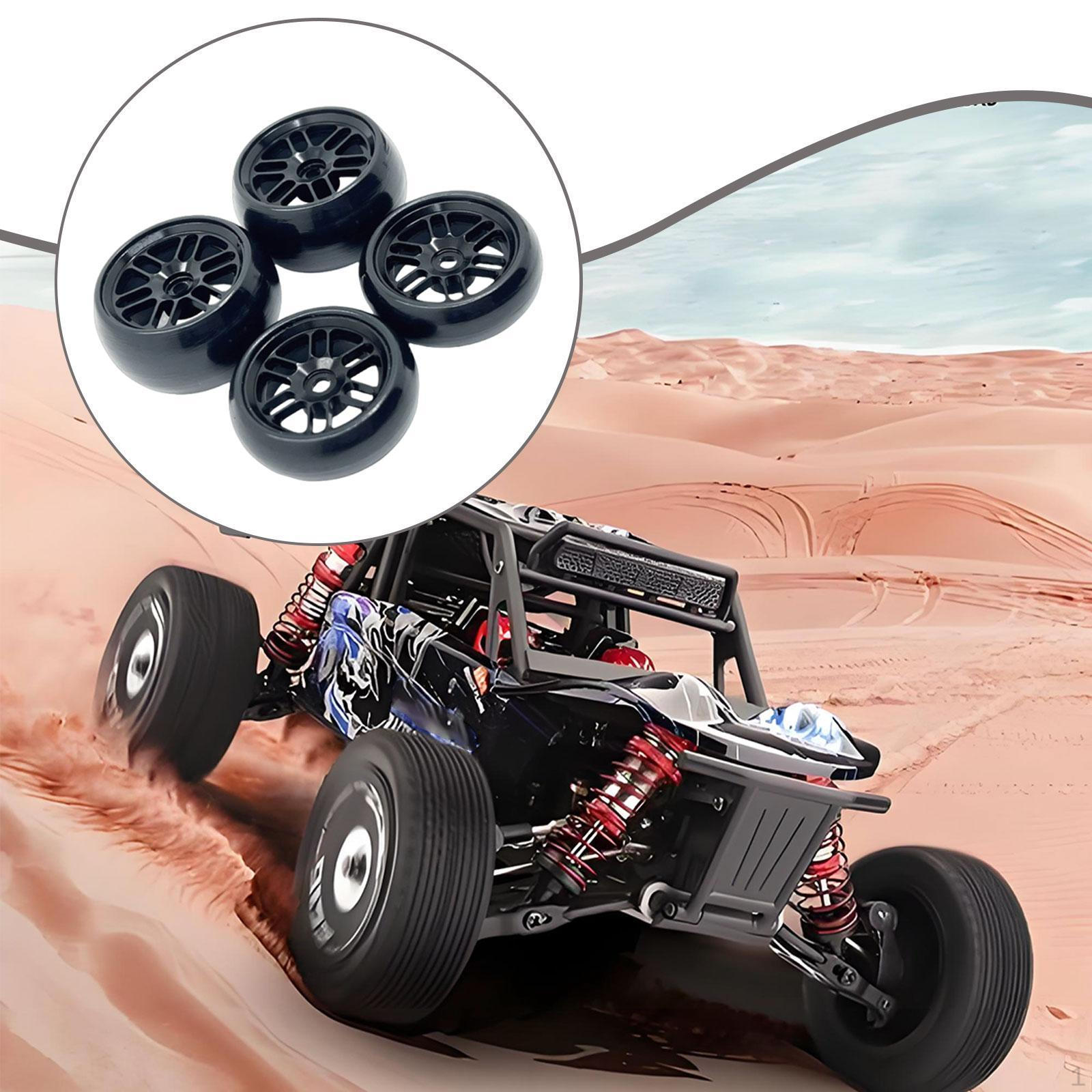

4 Pieces RC Wheels Tires Easy Installation Lightweight Sturdy DIY Professional Upgrade Replace Part чорний