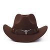 Western Cowboy Wool Felt Hat With Knot Embellishments For Autumn Winter Fashion