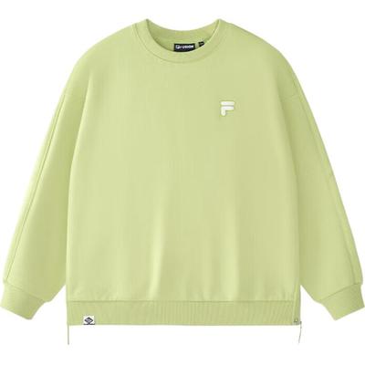 FILA Fusion Loose Fleece Knit Crewneck Sweatshirt Unisex Sweatshirts Milk-Avocado-Green T11U433203F-GN