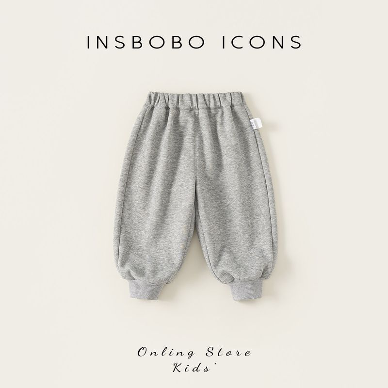 Insbobo Children s Pants Early Autumn Outfit Boys  Sports Pants 2025 Autumn New Girls  Casual Long Pants Trendy Flower Gray 100