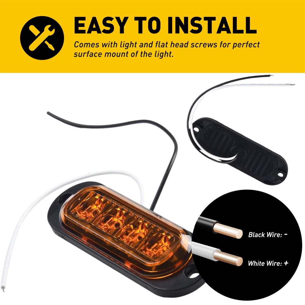 8PCS Amber LED Side Marker Clearance Lights Waterproof Trailer Truck RV