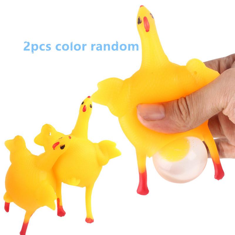 Funny Chicken Egg Laying Hens Crowded Stress Ball Keychain Creative Funny Spoof Tricky Gadgets Toys Chicken Keyring Key Chains