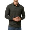 Men's Long Sleeve Polo Shirt Classic Solid Color Button Down Collar Slim Fit Casual Top for Everyday Wear Comfortable Fabric