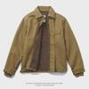 Men's Thickened Lambskin Lapel Winter Coat, Khaki A2, Cotton, Long-Sleeved, Plus Velvet