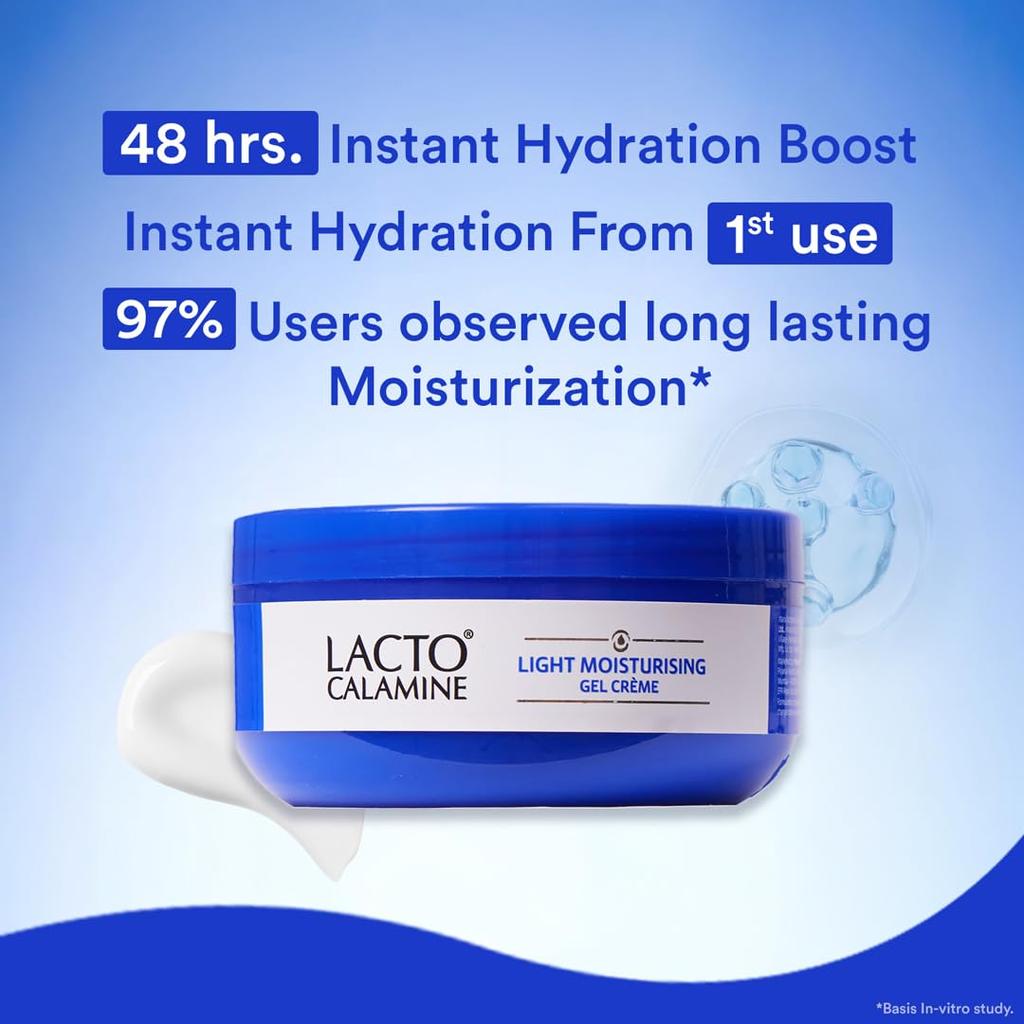 Lacto Calamine Light Moisturising Gel Creme 150 G Oily Skin Niacinamide Pro Ceramides Triple Vitamins Hydrating Face Moisturizer