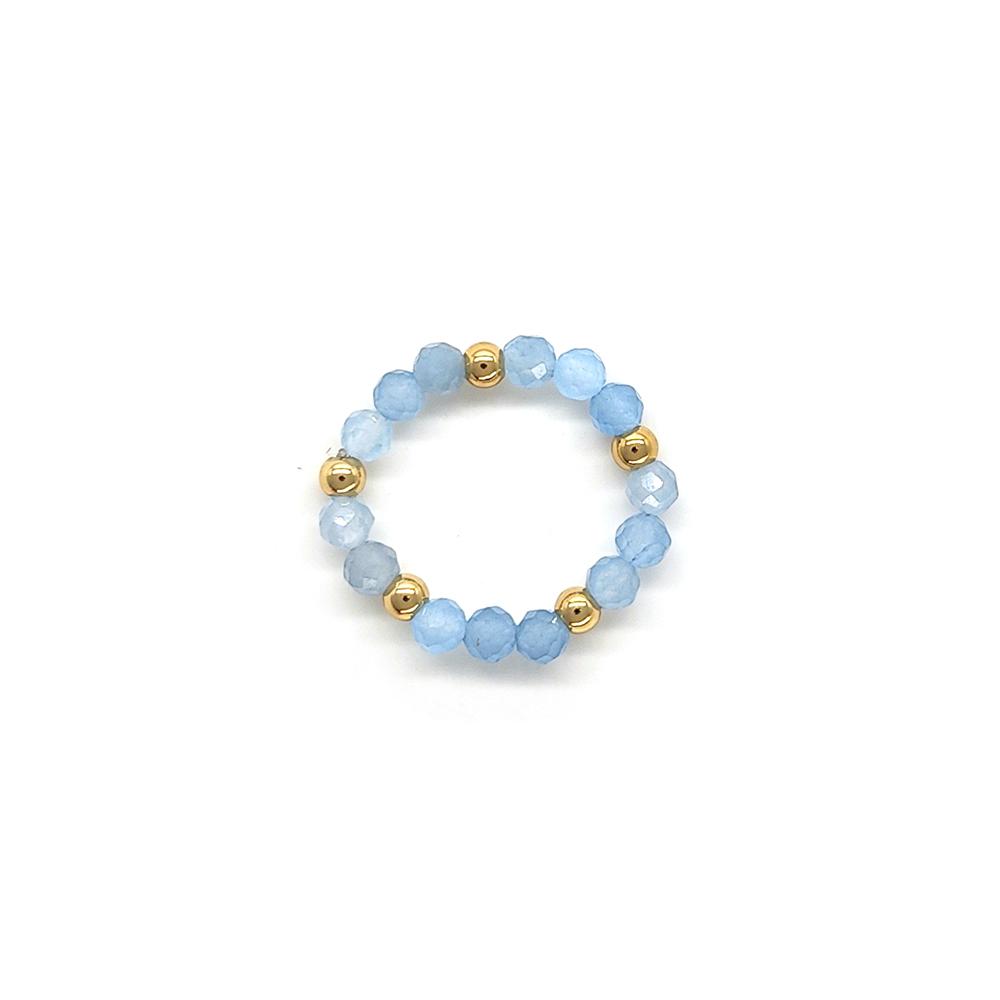 Vlen Boho Stackable Rings for Women Dainty Natural Stone & Gold Beaded Stacking Rings Minimalist Bohemian Jewelry Daily Gifts