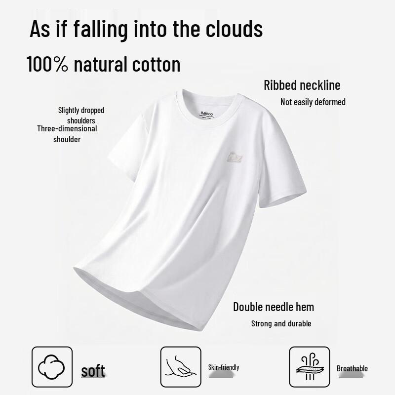 Baleno Men's Little Whale Silicone Print Cotton T-Shirt