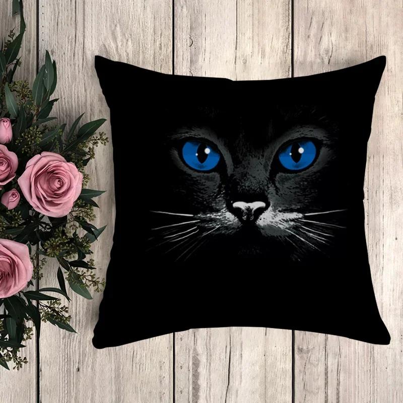 

Pillow Black Cat Decorative Cushions for Sofa Pilow Cases Throw Pillows Cushion Cover Luxury Car Decoration Pillowcase 45x45cm помаранчевий
