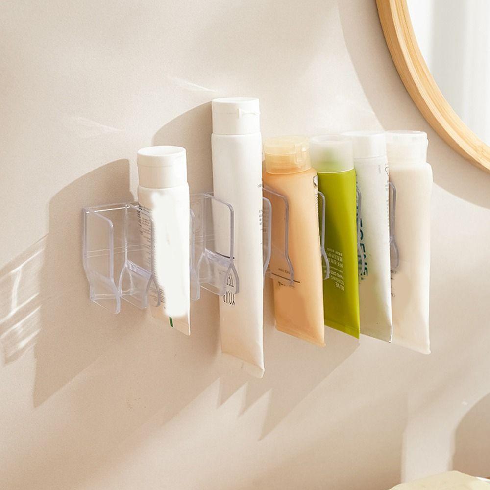 

5Pcs Wall Mounted Toothpaste Drain Holder Waterproof Hand Cream Shelf Cleanser Organizer Desktop білий
