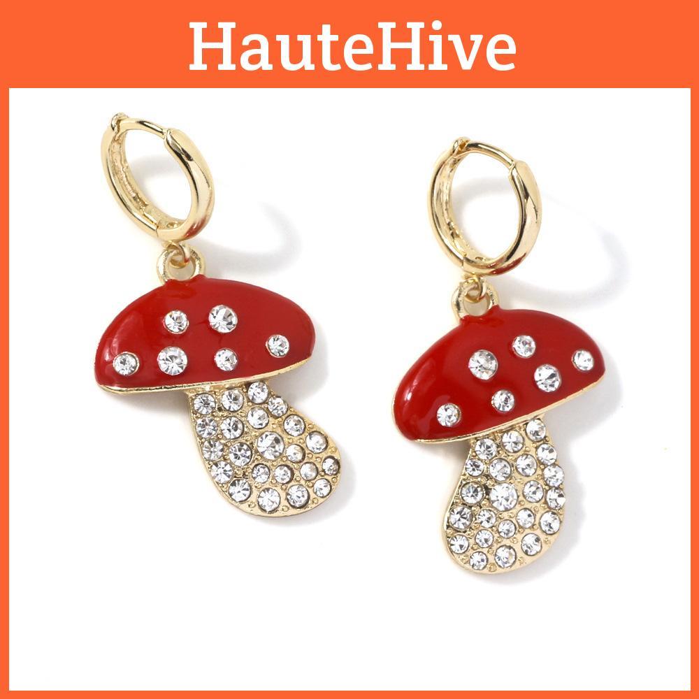 Trendy Alloy Mushroom Earrings For Women European Style Drop Oil Metal Ear Accessories