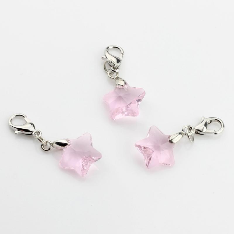 Five-Pointed Star Crystal Beads Tassels Charm Lobster Clasp Pendant for DIY Keychain Necklace Jewelry Making Tool