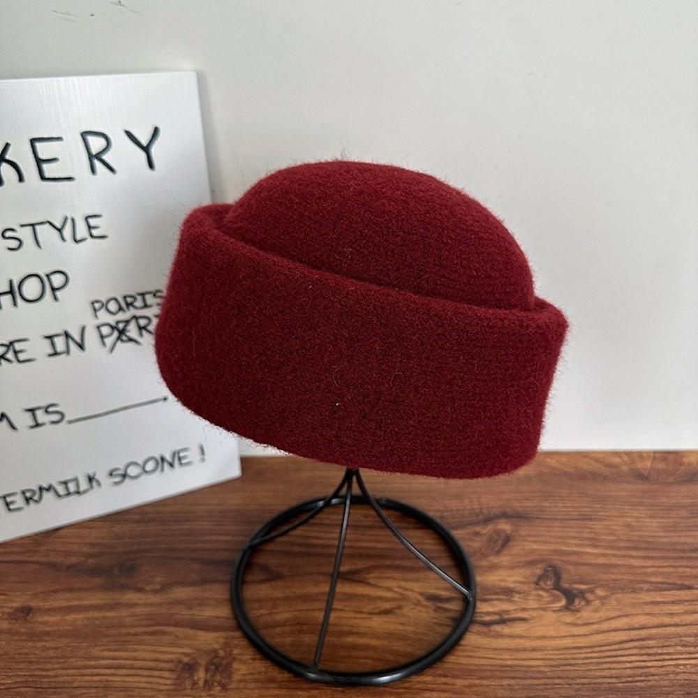Skin-friendly Knitted Pillbox Hat Structured Fedora Hat Fashion Painter Hat  Dinner