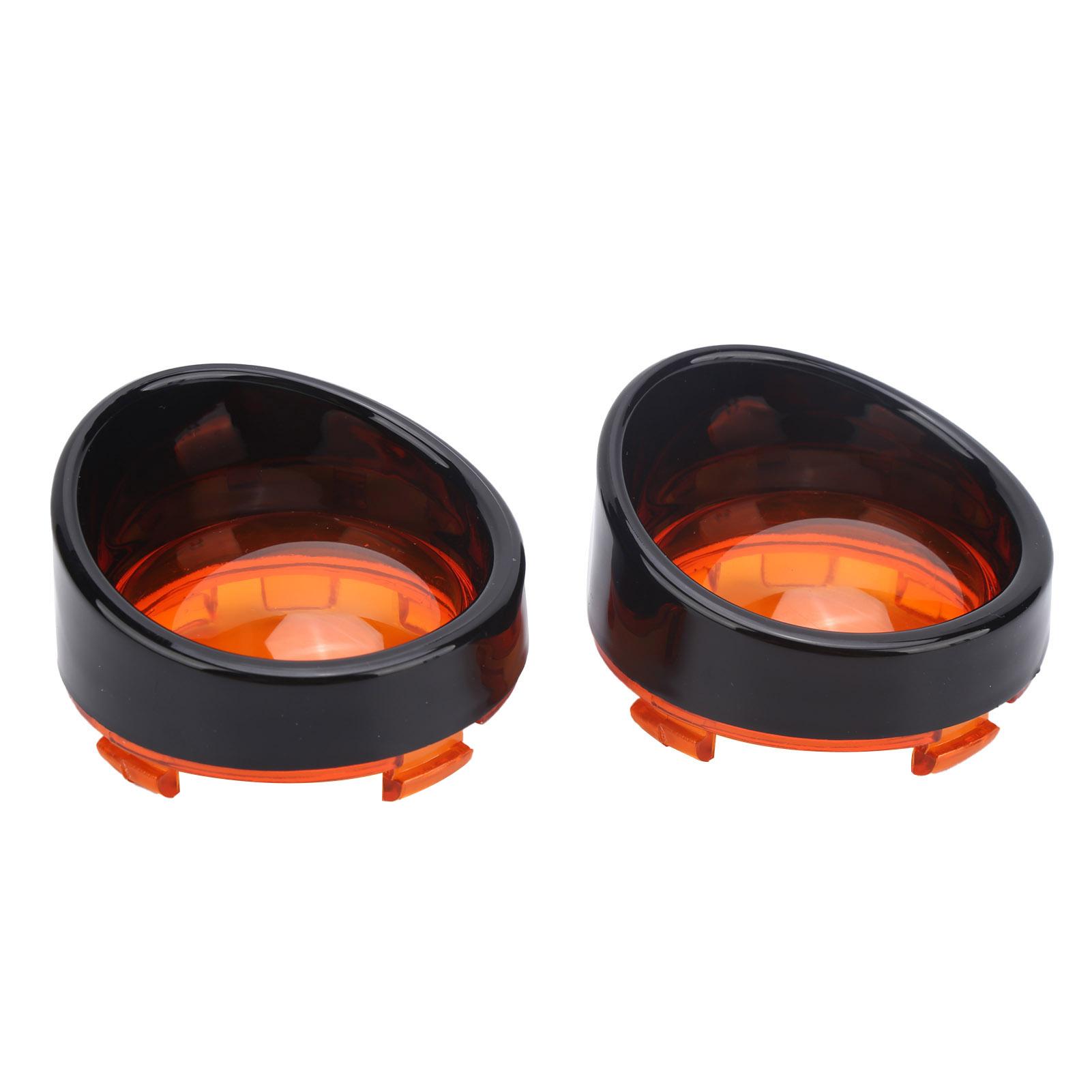 2pcs Motorcycle Turn Sinal Light Cover Trim Protective Case Strong Light TransmissionBlack Orange
