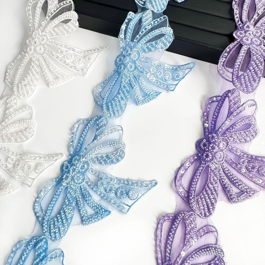 Three-Dimensional Embroidery Bead Bow Lace Diy Handmade Dress Cloth Sticker