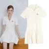 D's New Cartoon Polo Collar Knitted Dress with Flared Pleated Skirt - Spring/Summer Collection