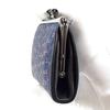 Indenya Inden Coin Purse Deerskin Nagomi Dragonfly Pattern Navy X Black Red Lacquer 7501