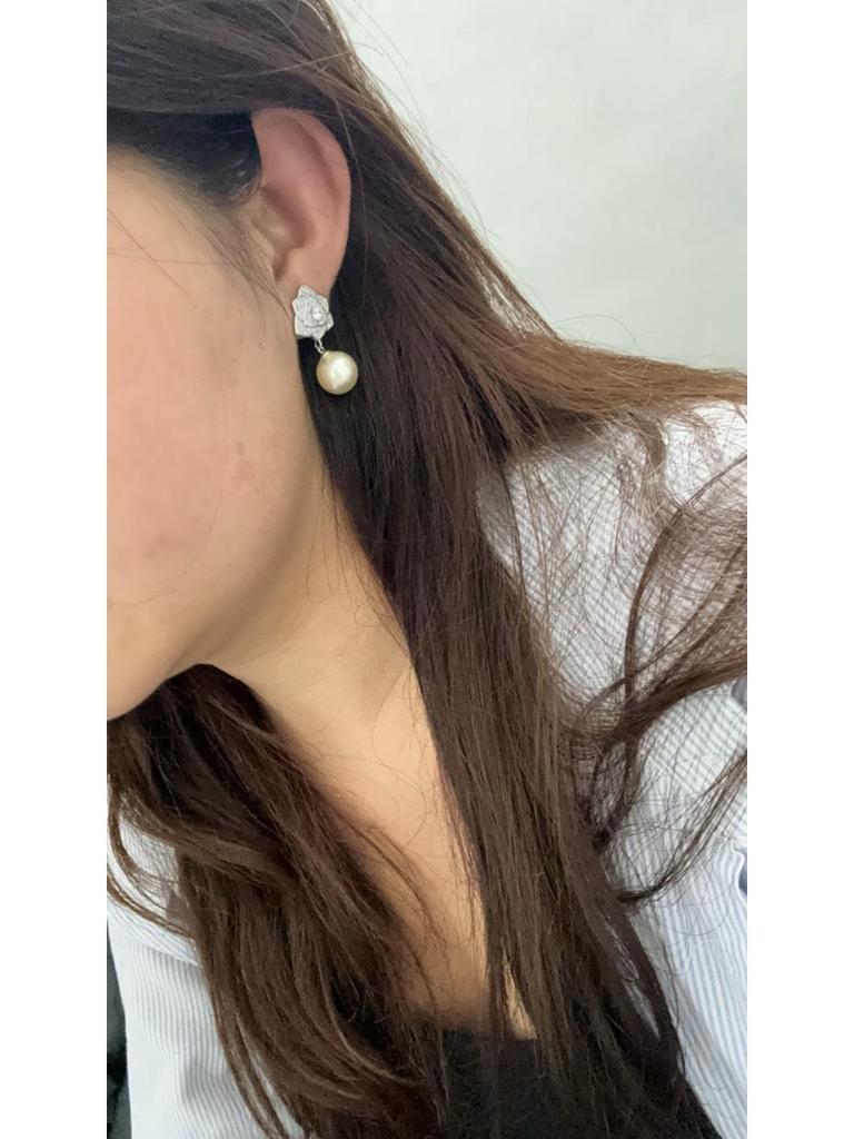 S925 Silver Needle White Copper Camellia Pearl Earrings