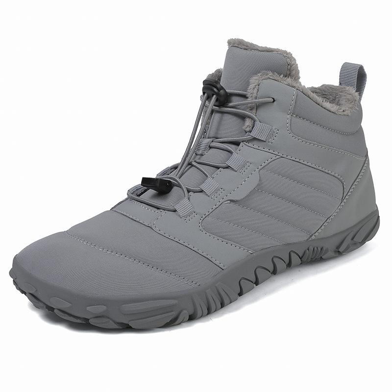 2024 outdoor snow boots men's new winter non-slip waterproof velvet warm cotton shoes women's thick-soled barefoot five-finger shoes