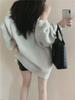 Women's Off-Shoulder Black Knit Sweater - Loose Korean Style for Autumn/Winter 2024