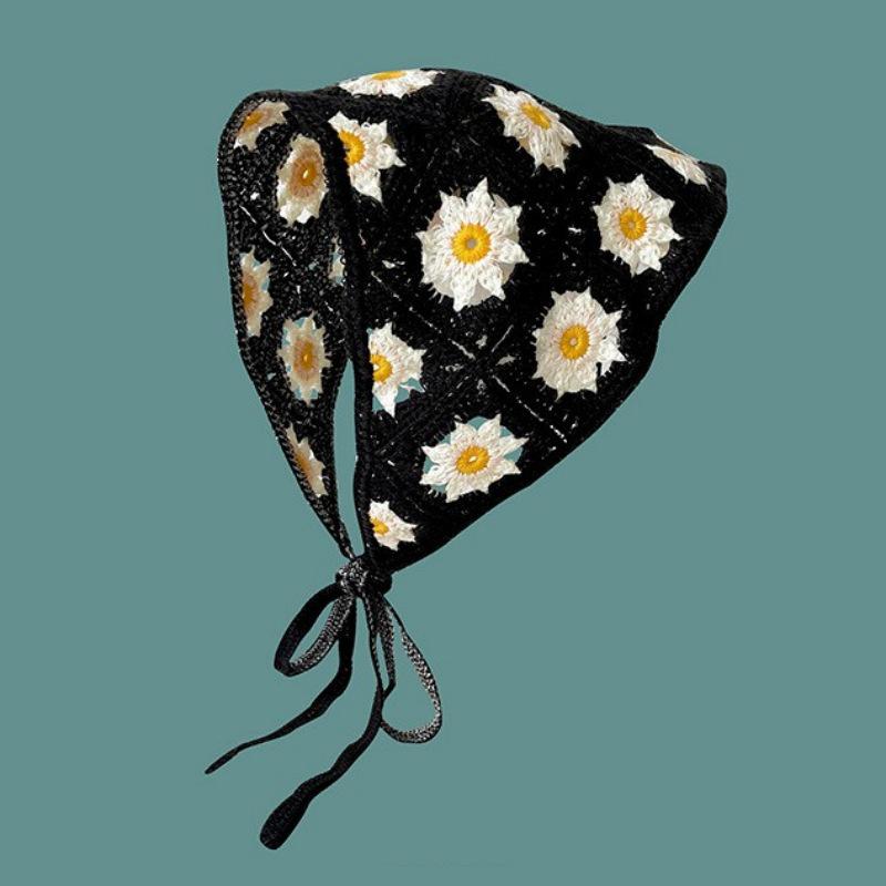 Ręcznie robiona szydełkowa trójkątna chusta na głowę: Francuski Retro, Wszechstronny, Styl Pastoralny