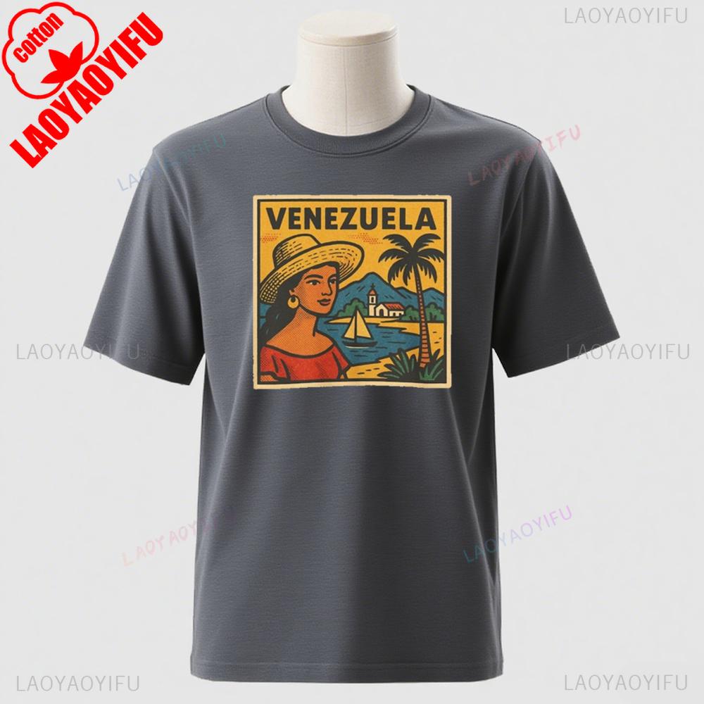 Venezuela Retro Comic Graphic Cotton Tee Caracas Skyline South America Pride Patriotic Vintage Soft Style Unisex Shirt 2025