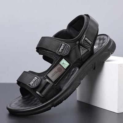Mode Outdoor Sommer Herren Leder Sandalen Sommer Atmungsaktiv Verclo Sport Strand Schuhe Übergröße Rutschfest Herren Freizeit Sandalen Schwarz