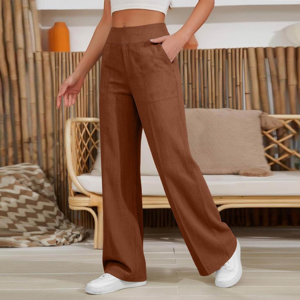 Women's Casual And Fashionable Color Loose Pants With Pocketes
