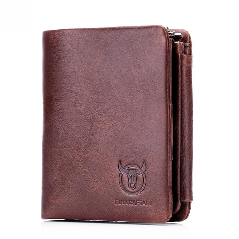 

Мужской кошелек из 100% натуральной кожи с множеством отделений для карт и многофункциональным карманом-кошельком кофейный