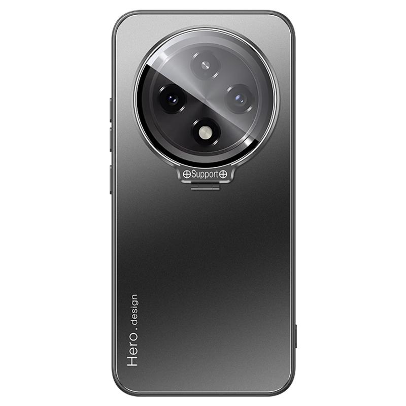 

For Oppo A3 5G Case with Lens Kickstand Shockproof PC+TPU Phone Cover Black