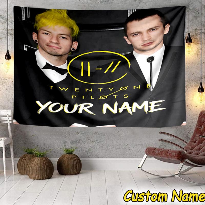 Tapiserie Personalizată Twenty One Pilots Muzică Evoluție Decorațiune Cameră Agățătoare de Perete pentru Sufragerie Dormitor, Cameră de Cămine, Cadouri de Ziua de Naștere și Crăciun 100cmx150cm