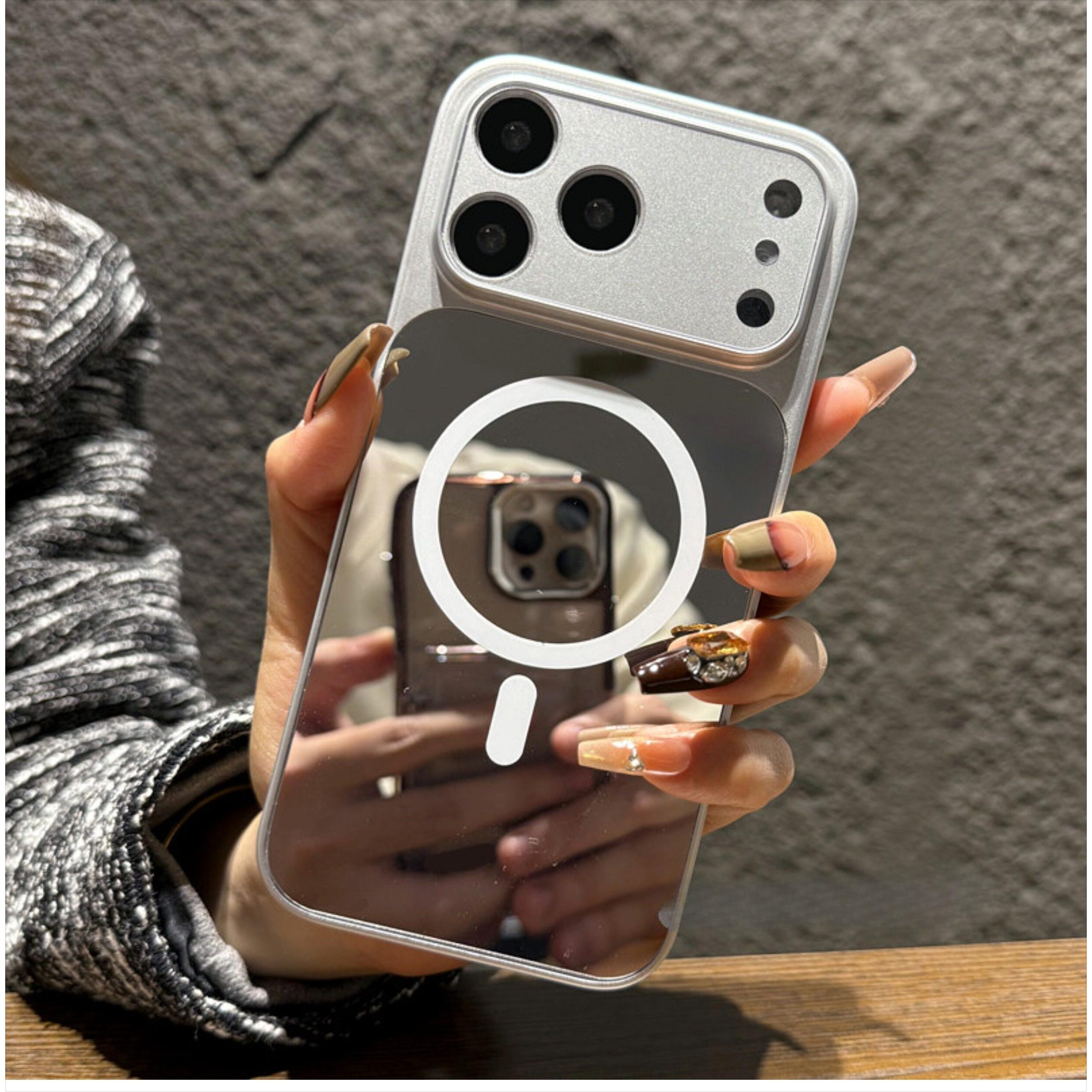 

Instantly Change 17 Make-up Mirror For Magsafe Magnetic Case For iPhone 17 16 15 14 13 12 Pro Max Large Window Lens Matte Cover iP 11 Pro Max срібний