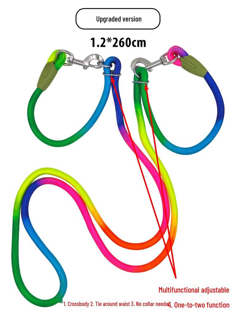 Reflective Hands-Free Crossbody Pet Leash with Multi-functional Shoulder Strap and Anti-lost Feature.