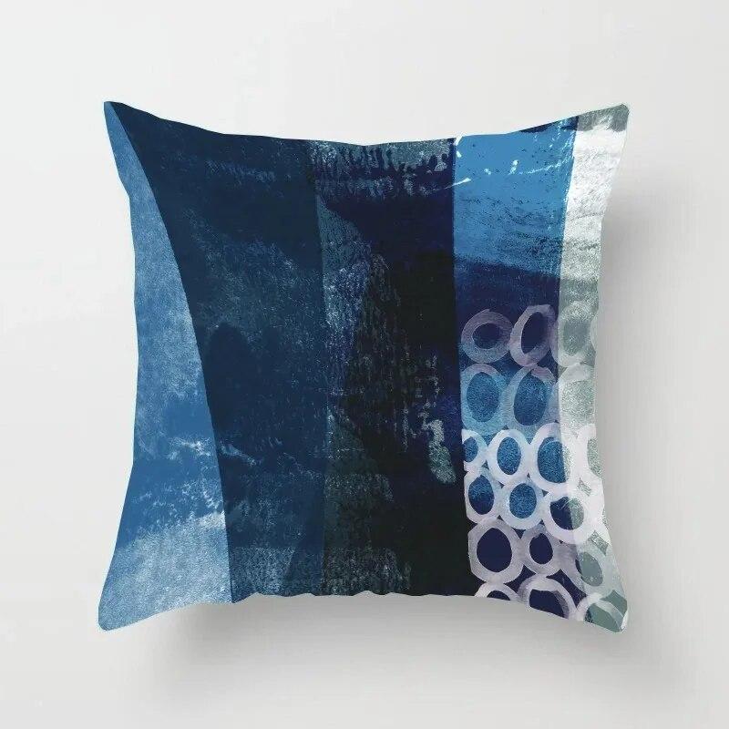 Car Living Room Sofa Cushion Cover Luxury Home Decoration Pillow Cover Blue Geometric Print Pattern Cushion Cover 40x40cm