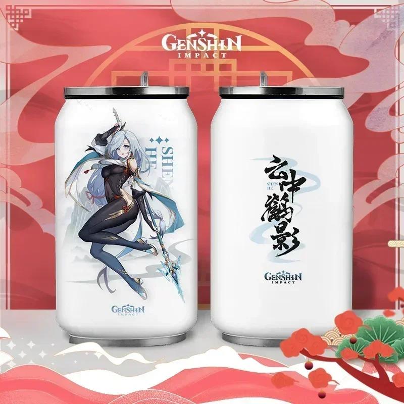 Anime Genshin Impact Thermos Bottle Stainless Steel Coffee Mup Zhongli Klee Portable Water Cup Drinking Bottle Thermos Flask