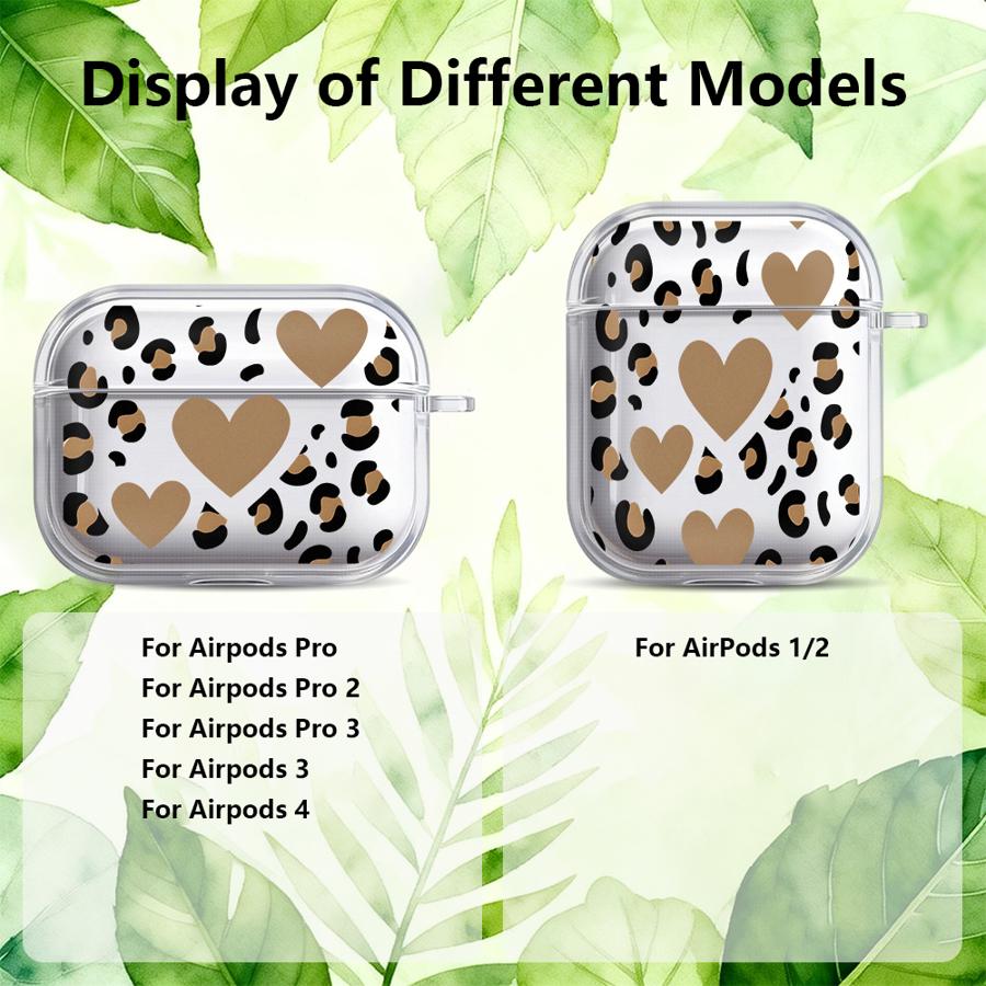 Case For Airpods 2 Pro 3 Pro2 4 1 Pro3 Clear Earphone Cases Cover Leopard Love Star
