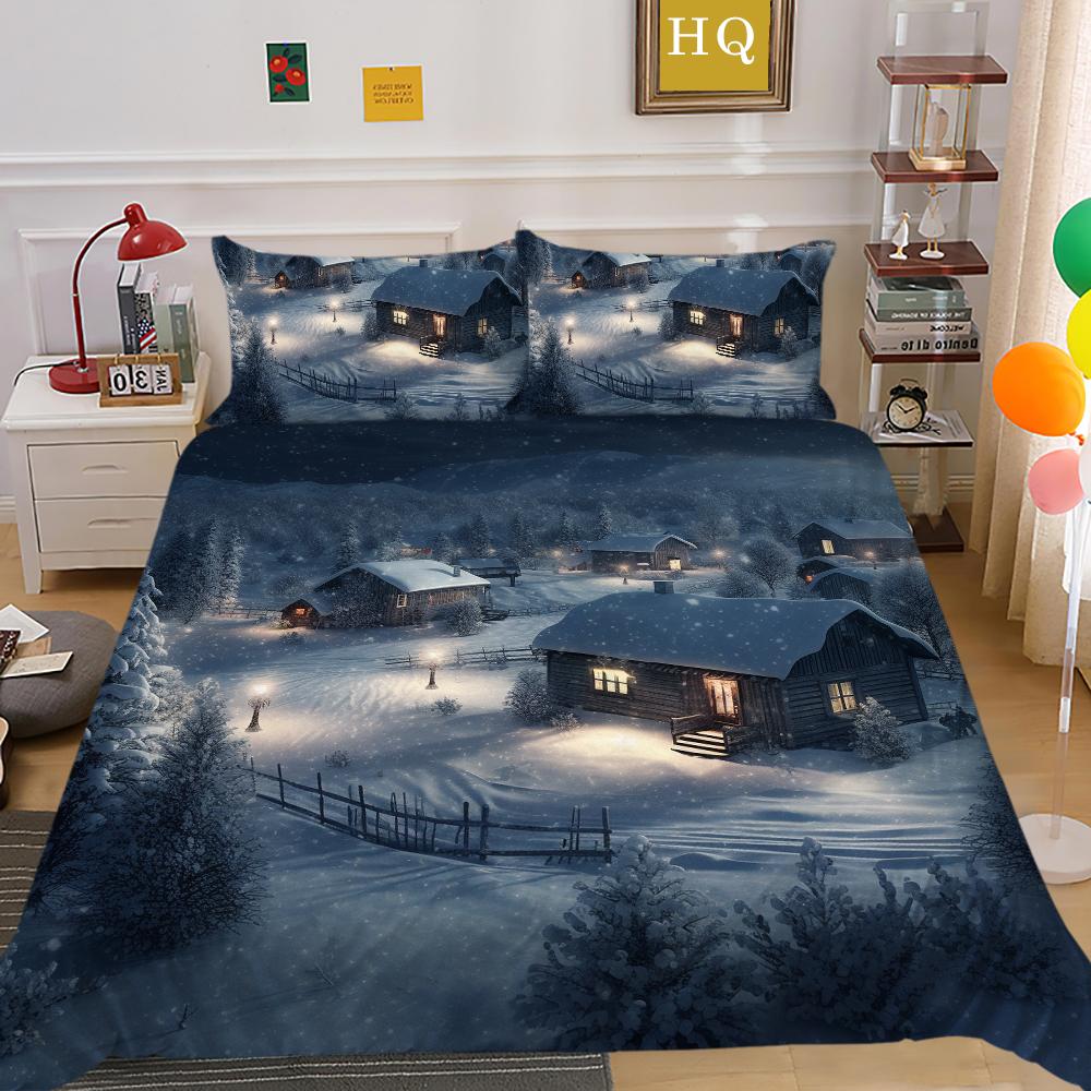 Crăciun Imprimat Home Lenjerie Queen Size Poliester Lenjerie de pat Copii Cuverturi Drăguțe de Înaltă Calitate