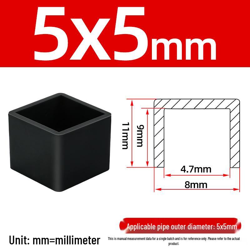 Silicone Anti-slip Chair Leg Cap - Heat Resistant, Square Rubber Sleeve for Steel Pipe with Protective Electroplated Finish