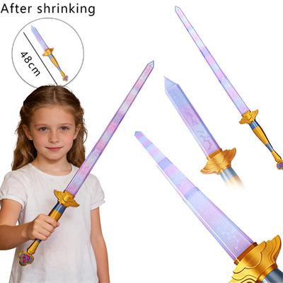 Fantasy Sword With Symbol Prop Purple Long Sword Cosplay 3D Print Telescopic Accessories Toy Set, For Kids Cosplay Costume Parties