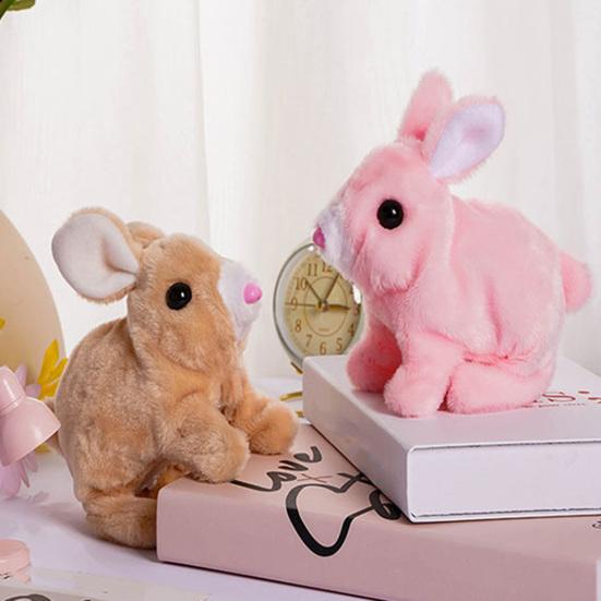 Electric Rabbit Toy Soft Plush Walking Barking Mouth Moving Ears Shaking Entertainment Birthday Gift Kids Smart Simulation Bunny Doll Kindergarten