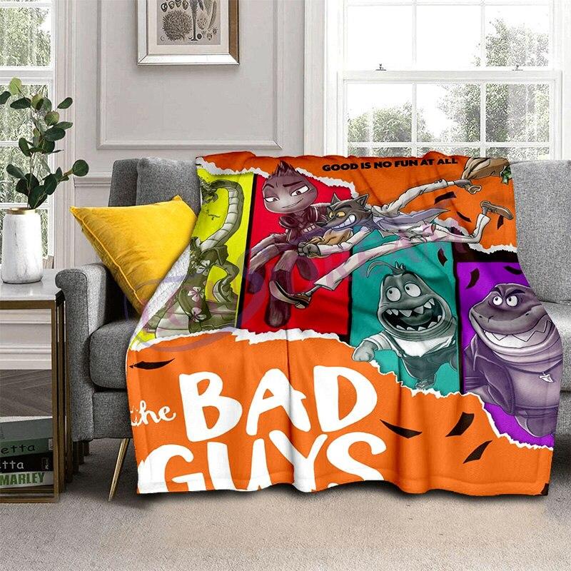 The Bad Guy Blankets Super Soft Cartoon TBG Flannel Blanket Warm Lightweight Kids Bedding Sofa Sofa Chairs All Seasons