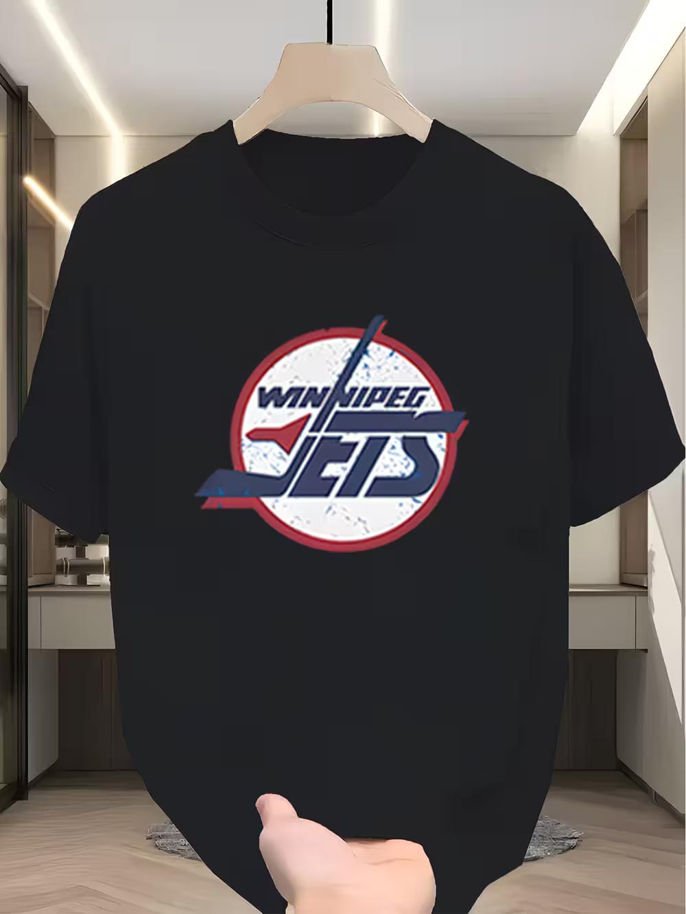

Men S Fashion Trend T-shirt | Ice Hockey Team Emblem Theme Print Top L