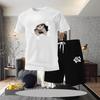 European Summer Men's Casual Shorts & T-Shirt Set - Digital Print Sportswear