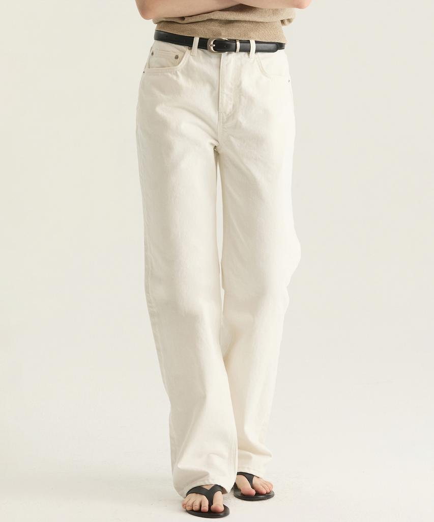Oteumilkape Straight Denim Pants - White (Japanese Fabric)